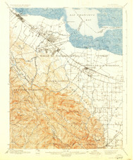 Palo Alto, California 1899 (1930) USGS Old Topo Map 15x15 Quad