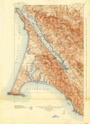 Point Reyes, California 1918 (1936) USGS Old Topo Map 15x15 Quad
