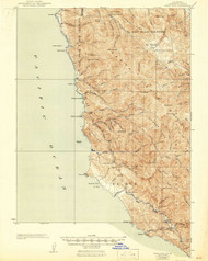 Point Sur, California 1925 (1946) USGS Old Topo Map 15x15 Quad