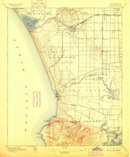 Redondo, California 1896 (1910) USGS Old Topo Map 15x15 Quad