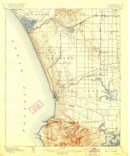 Redondo, California 1896 (1922) USGS Old Topo Map 15x15 Quad