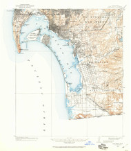 San Diego, California 1930 (1960) USGS Old Topo Map 15x15 Quad