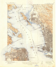 SanFrancisco, California 1915 (1947) USGS Old Topo Map 15x15 Quad