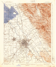 San Jose, California 1889 (1939) USGS Old Topo Map 15x15 Quad