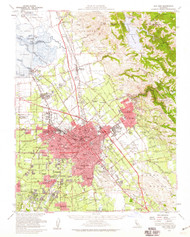 San Jose, California 1953 (1959) USGS Old Topo Map 15x15 Quad