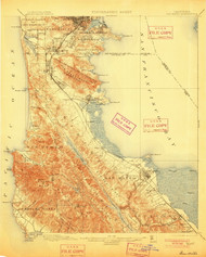 San Mateo, California 1899 (1901) USGS Old Topo Map 15x15 Quad