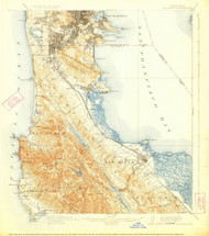 San Mateo, California 1915 (1923) USGS Old Topo Map 15x15 Quad