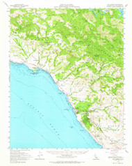 San Simeon, California 1959 (1966) USGS Old Topo Map 15x15 Quad