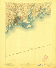 Bridgeport, Connecticut 1893 (1908) USGS Old Topo Map 15x15 Quad