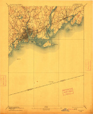Bridgeport, Connecticut 1893 (1912) USGS Old Topo Map 15x15 Quad