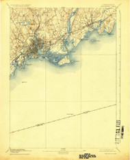 Bridgeport, Connecticut 1893 (1924) USGS Old Topo Map 15x15 Quad