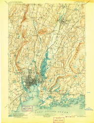 New Haven, Connecticut 1892 (1907) USGS Old Topo Map 15x15 Quad