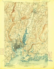 New Haven, Connecticut 1892 (1909) USGS Old Topo Map 15x15 Quad