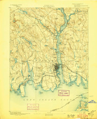 New London, Connecticut 1893 (1897) USGS Old Topo Map 15x15 Quad