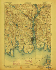 New London, Connecticut 1893 (1899) USGS Old Topo Map 15x15 Quad