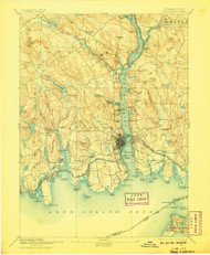 New London, Connecticut 1893 (1907) USGS Old Topo Map 15x15 Quad