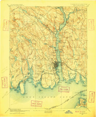 New London, Connecticut 1893 (1909) USGS Old Topo Map 15x15 Quad