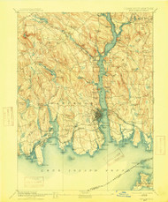 New London, Connecticut 1893 (1915) USGS Old Topo Map 15x15 Quad