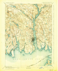 New London, Connecticut 1893 (1928) USGS Old Topo Map 15x15 Quad