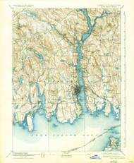 New London, Connecticut 1893 (1933) USGS Old Topo Map 15x15 Quad