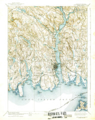 New London, Connecticut 1893 (1939) USGS Old Topo Map 15x15 Quad