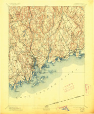Norwalk, Connecticut 1893 (1913) USGS Old Topo Map 15x15 Quad