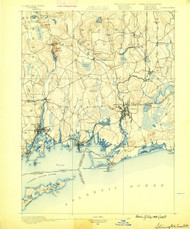 Stonington, Connecticut 1889 (1889) USGS Old Topo Map 15x15 Quad