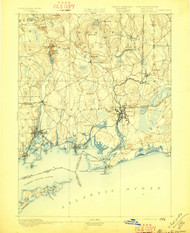 Stonington, Connecticut 1893 (1897) USGS Old Topo Map 15x15 Quad