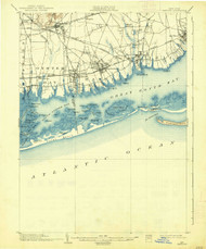 Babylon, New York 1903 (1938) USGS Old Topo Map 15x15 Quad