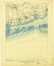 Babylon, New York 1903 (1945) USGS Old Topo Map 15x15 Quad