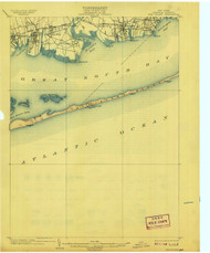 Fire Island, New York 1903 (1908) USGS Old Topo Map 15x15 Quad