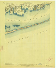Fire Island, New York 1903 (1923) USGS Old Topo Map 15x15 Quad