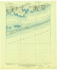 Fire Island, New York 1903 (1946) USGS Old Topo Map 15x15 Quad