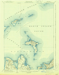 Gardiners Island, New York 1904 (1944) USGS Old Topo Map 15x15 Quad