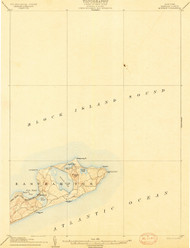 Montauk, New York 1904 (1904a) USGS Old Topo Map 15x15 Quad