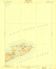Montauk, New York 1904 (1909b) USGS Old Topo Map 15x15 Quad