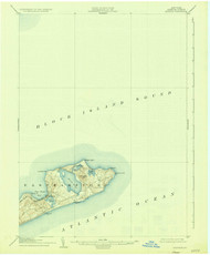 Montauk, New York 1904 (1935) USGS Old Topo Map 15x15 Quad