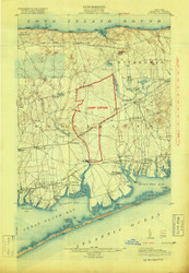 Moriches, New York 1904 (1918b) USGS Old Topo Map 15x15 Quad