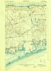 Moriches, New York 1904 (1927) USGS Old Topo Map 15x15 Quad
