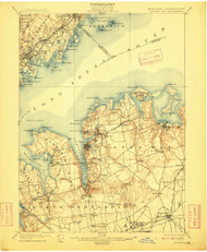 Oyster Bay, New York 1900 (1909) USGS Old Topo Map 15x15 Quad