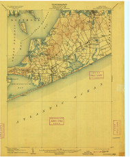 Sag Harbor, New York 1904 (1909) USGS Old Topo Map 15x15 Quad