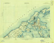 Shelter Island, New York 1904 (1944) USGS Old Topo Map 15x15 Quad