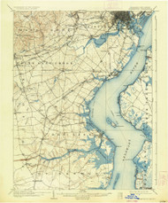 Wilmington, Delaware 1906 (1936) USGS Old Topo Map 15x15 Quad