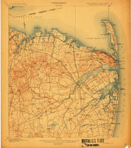 Sandy Hook, New Jersey 1901 (1912) USGS Old Topo Map 15x15 Quad