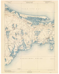 Barnstable, MA 1890 USGS Old Topo Map 15x15 Quad RSY