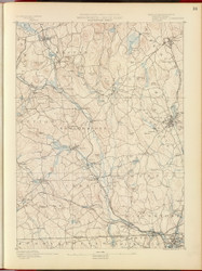 Blackstone, MA 1890 USGS Old Topo Map 15x15 Quad RSY