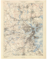 Boston, MA 1890 USGS Old Topo Map 15x15 Quad RSY