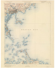 Boston Bay, MA 1890 USGS Old Topo Map 15x15 Quad RSY