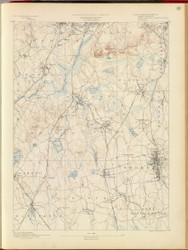 Dedham, MA 1890 USGS Old Topo Map 15x15 Quad RSY
