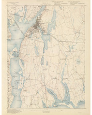 Fall River, MA 1890 USGS Old Topo Map 15x15 Quad RSY